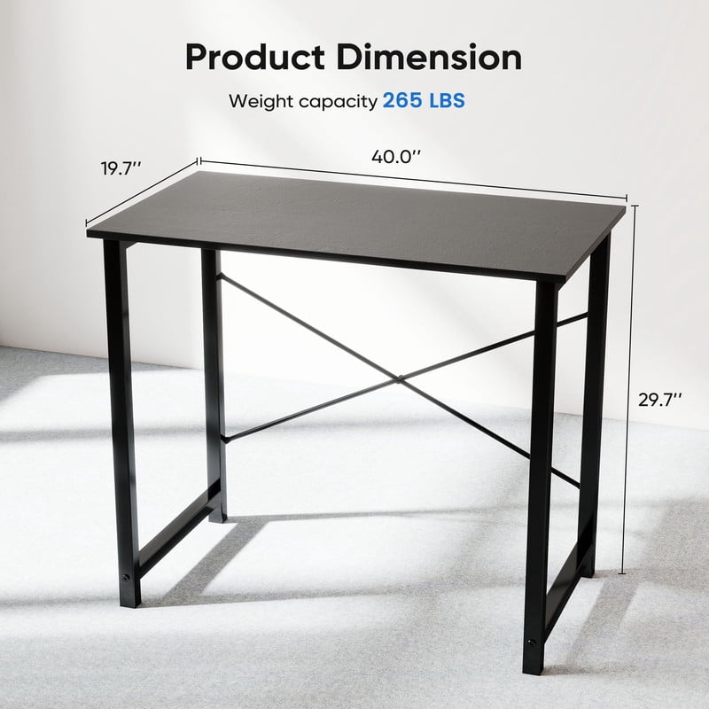 CONCETTA Computer Desk, 40 Inch with Storage Bag and Iron Hooks for Home, Office, Rustic Brown