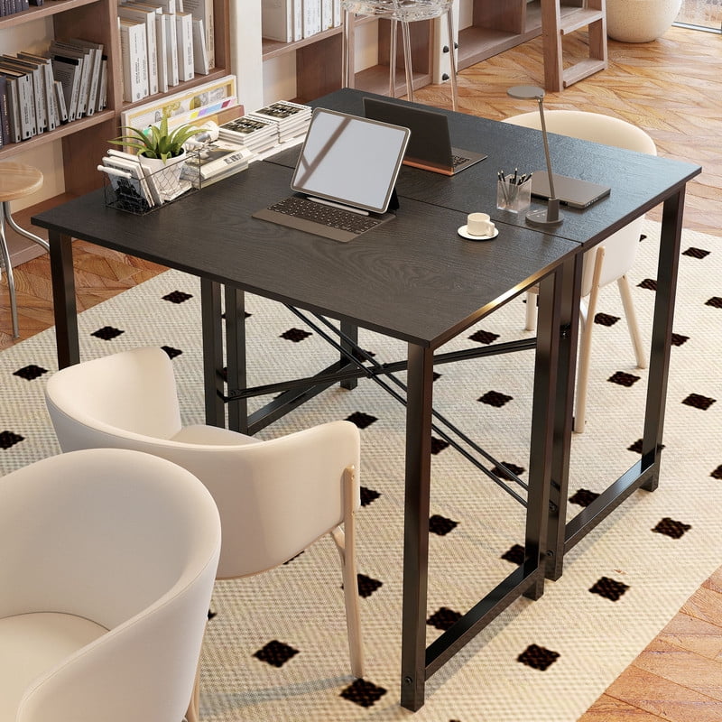 CONCETTA Computer Desk, 40 Inch with Storage Bag and Iron Hooks for Home, Office, Rustic Brown