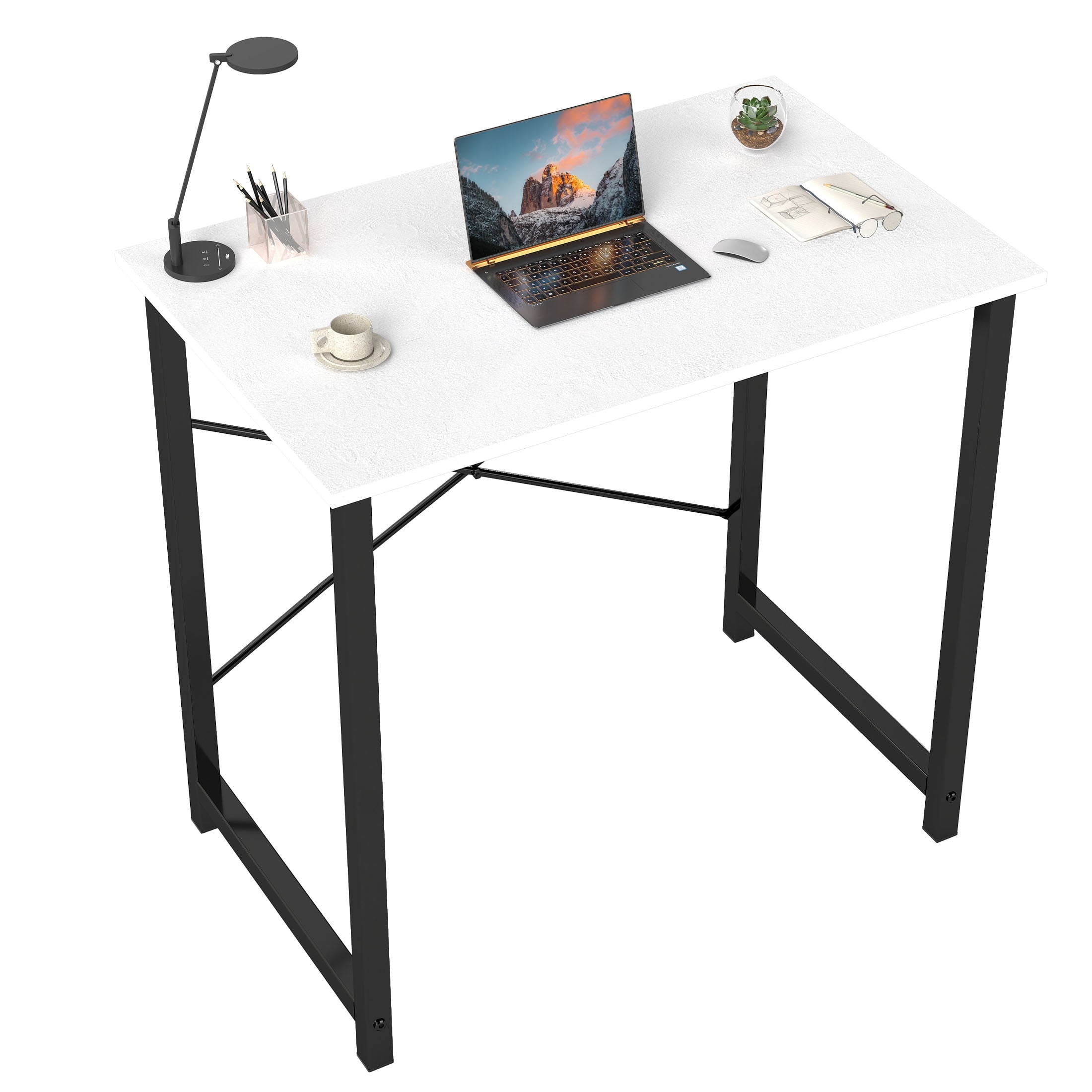 CONCETTA Computer Desk, 40 Inch with Storage Bag and Iron Hooks for Home, Office, Rustic Brown
