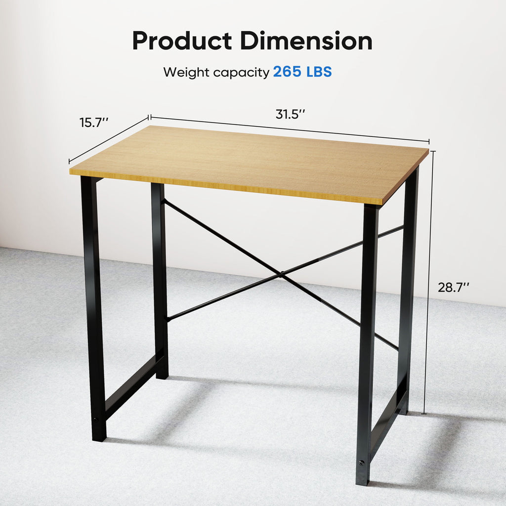 CONCETTA Computer Desk, 40 Inch with Storage Bag and Iron Hooks for Home, Office, Rustic Brown