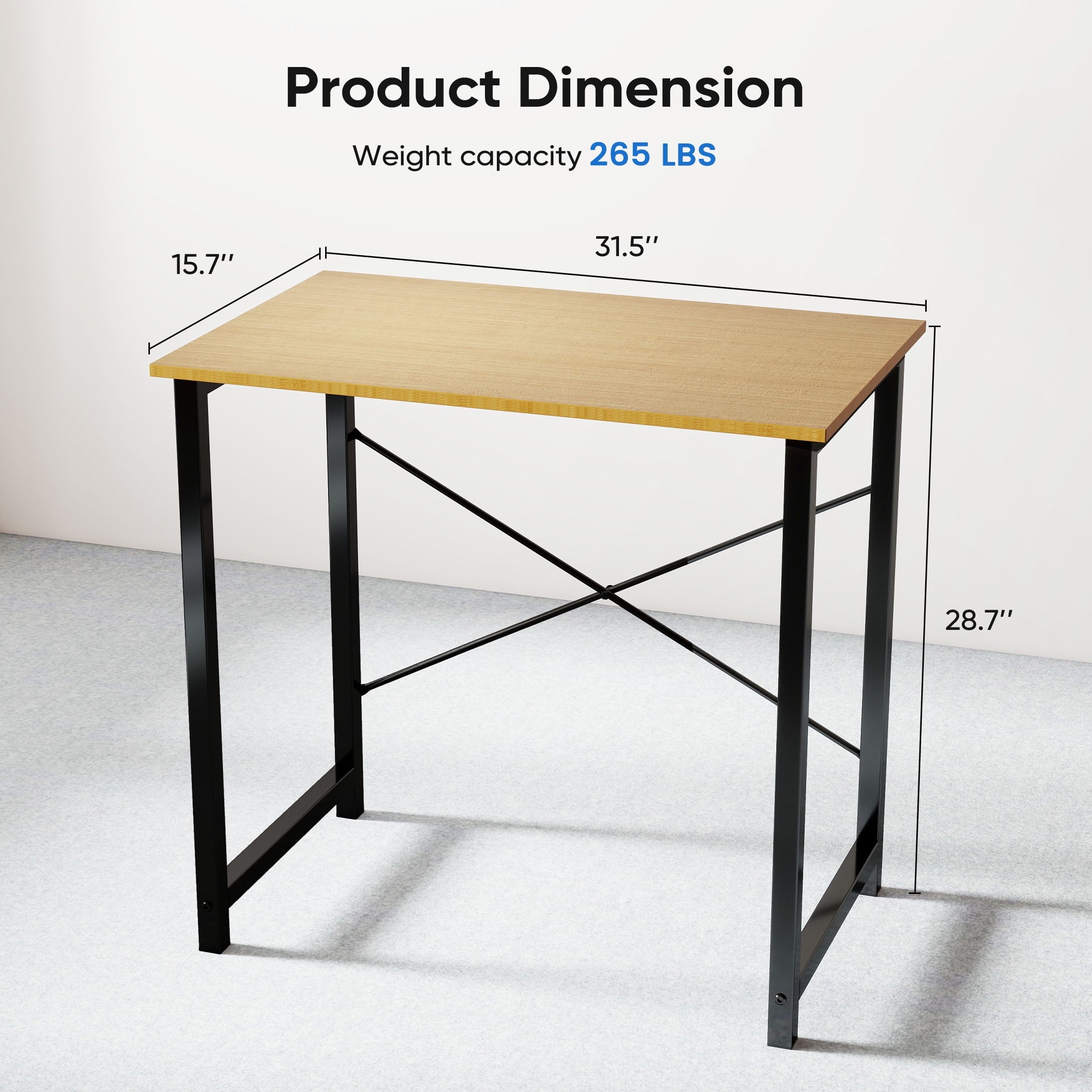 CONCETTA Computer Desk, 40 Inch with Storage Bag and Iron Hooks for Home, Office, Rustic Brown