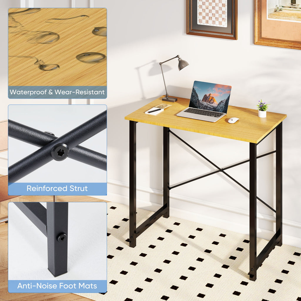 CONCETTA Computer Desk, 40 Inch with Storage Bag and Iron Hooks for Home, Office, Rustic Brown