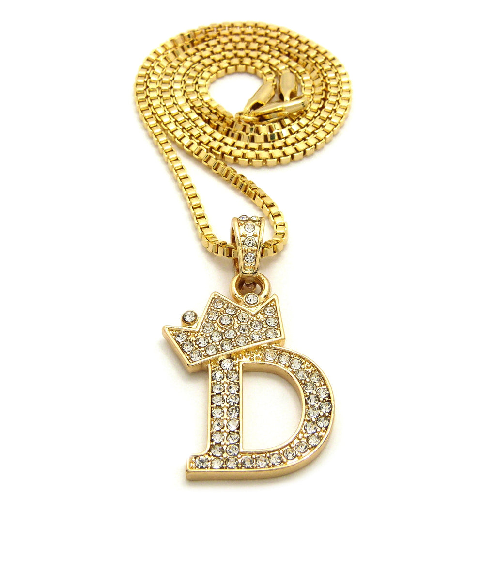 Unique Fashion 21 Stone Filled Small Initial Letter Alphabet B Pendant 2mm 24" Box Chain Necklace in Gold Tone