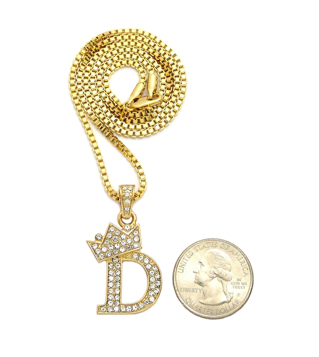 Unique Fashion 21 Stone Filled Small Initial Letter Alphabet B Pendant 2mm 24" Box Chain Necklace in Gold Tone