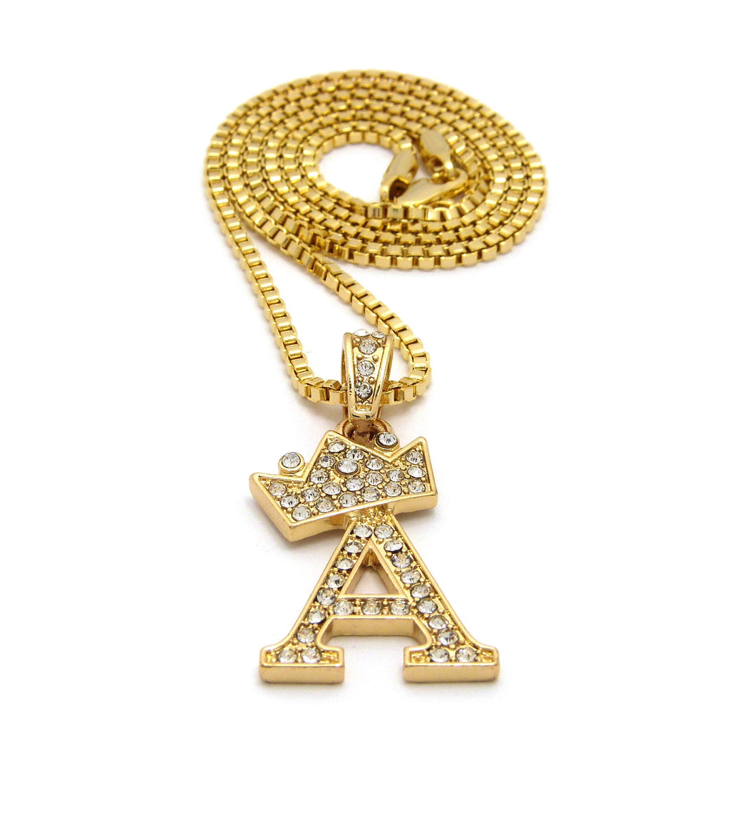 Unique Fashion 21 Stone Filled Small Initial Letter Alphabet B Pendant 2mm 24" Box Chain Necklace in Gold Tone