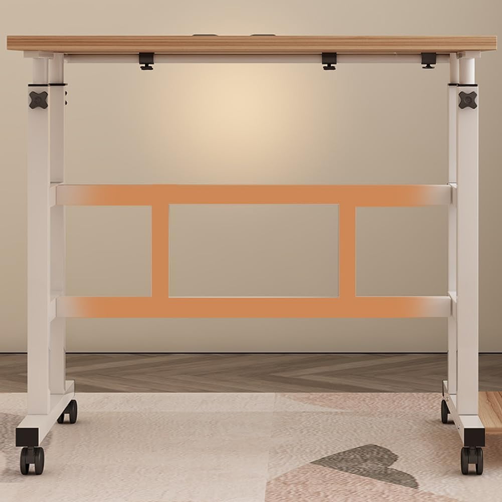 Portable Standing Desk Adjustable Height 26.4"-61", Mobile Computer Desk with Wheels, Tiltable Top &amp; CPU Stand, Rolling Laptop Table Cart for Home Office, Dark Walnut