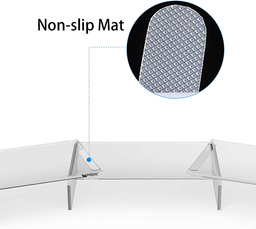 X-cosrack Clear Acrylic Monitor Stand Riser, 3 Shelves Adjustable Dual Monitor Stand with Anti-Slip Mat, Premium Desk Organizer for Home Office, Laptops, PCs, Printers, TVs