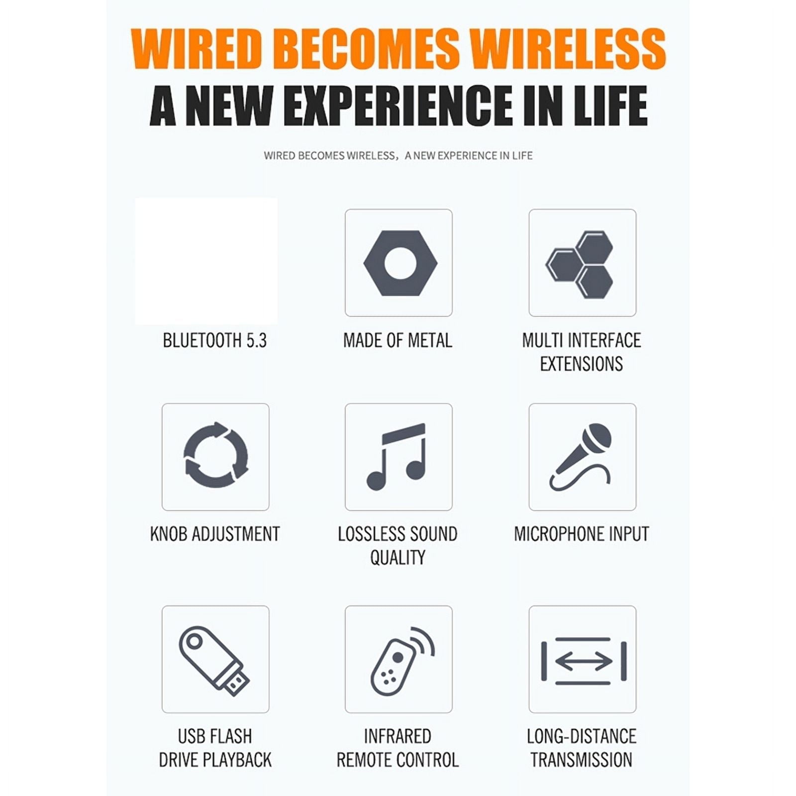 Bluetooth 5.3 Audio Receiver Digital to Analog Converter 3.5mm AUX/Coaxial/USB U-Disk Karaoke Wireless Adapter