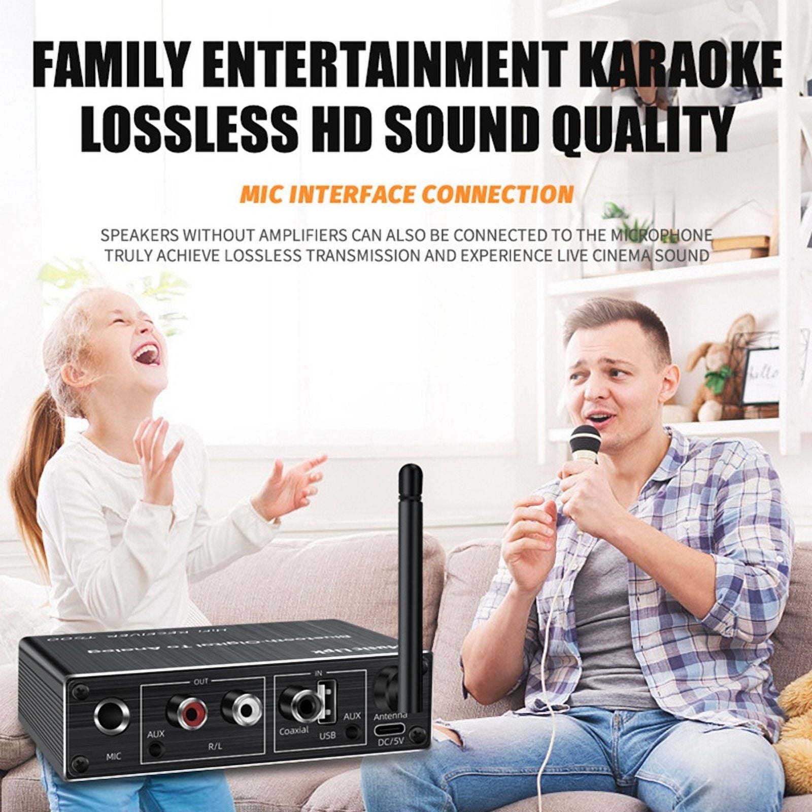 Bluetooth 5.3 Audio Receiver Digital to Analog Converter 3.5mm AUX/Coaxial/USB U-Disk Karaoke Wireless Adapter