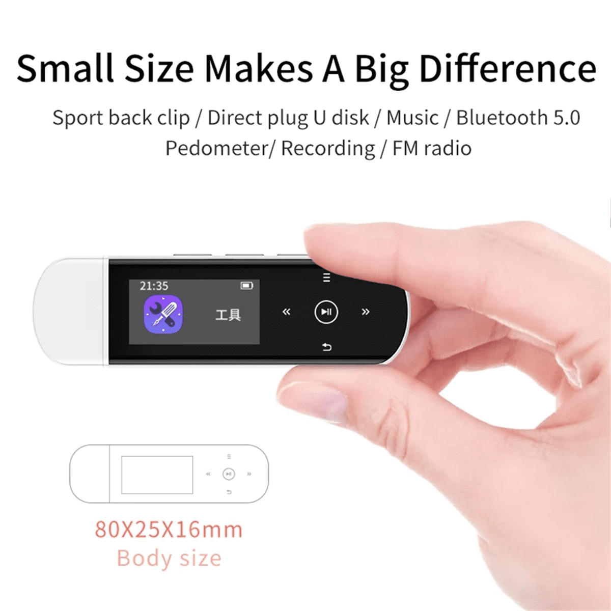 X69 USB MP3 Player Bluetooth Music Player Mini Sport Clip Pedometer Support FM Recorder E-Book (NO TF Card)