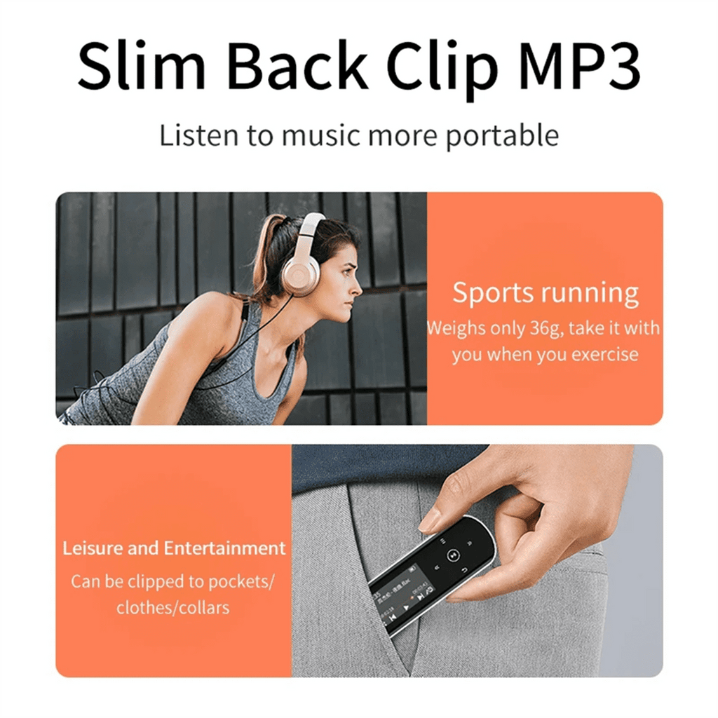 X69 USB MP3 Player Bluetooth Music Player Mini Sport Clip Pedometer Support FM Recorder E-Book (NO TF Card)