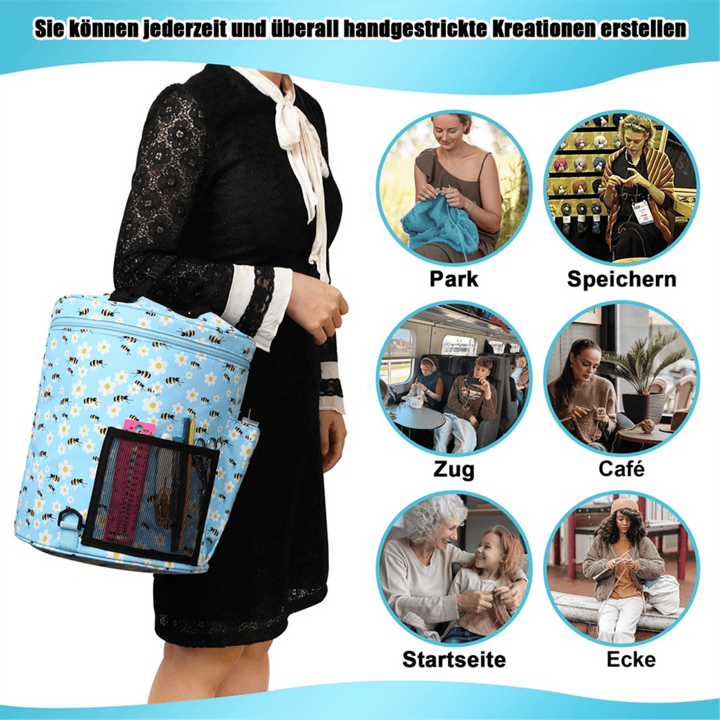 Crochet Bag-Knitting Bag Yarn Storage Organizer-Yarn Bag and Crochet Tote,Yarn Holder for Crocheting,Crochet Accessories