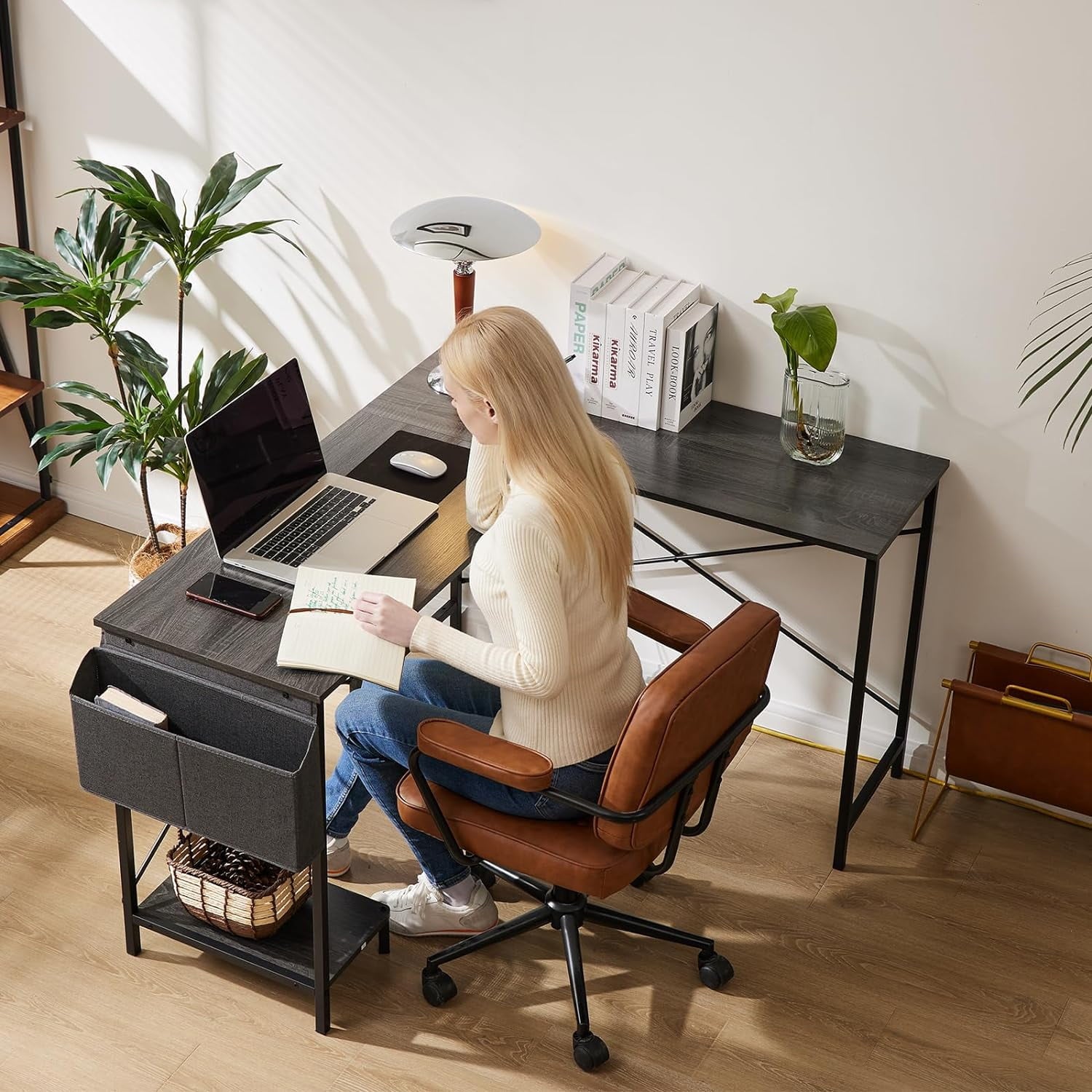 50' L shaped Gaming Desk,  Computer Desk with Monitor Stand, Game Room,  Ergonomic Studio Desk, Office desk