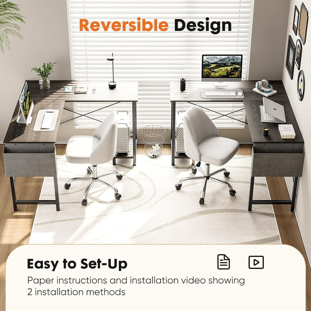 50' L shaped Gaming Desk,  Computer Desk with Monitor Stand, Game Room,  Ergonomic Studio Desk, Office desk