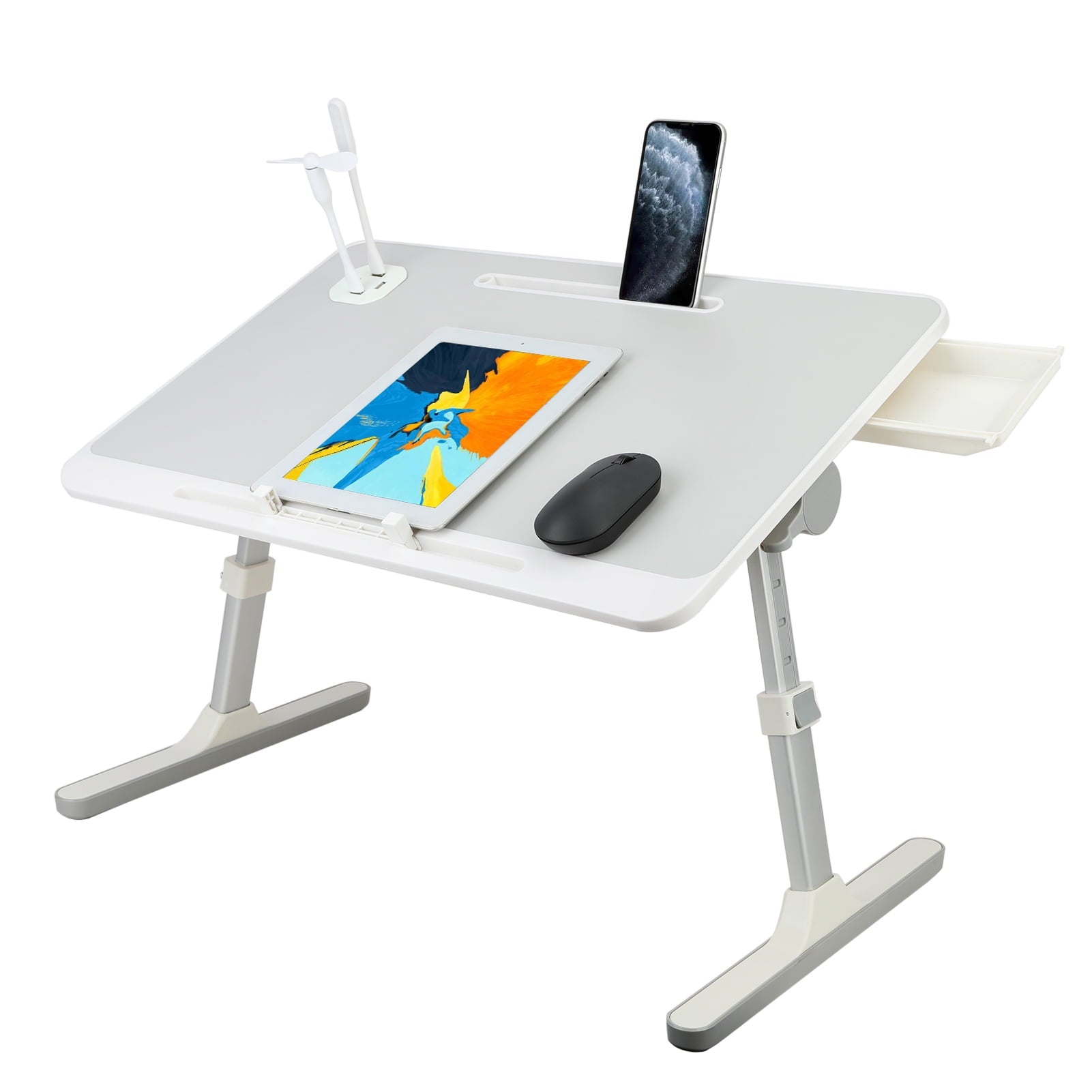 Baellsa Adjustable Height &amp; Angle Laptop Bed Tray Table, Foldable Portable Lap Desk for Sofa Couch