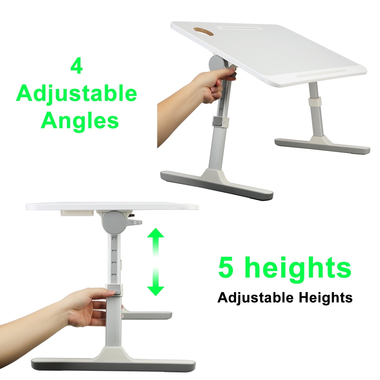 Baellsa Adjustable Height &amp; Angle Laptop Bed Tray Table, Foldable Portable Lap Desk for Sofa Couch