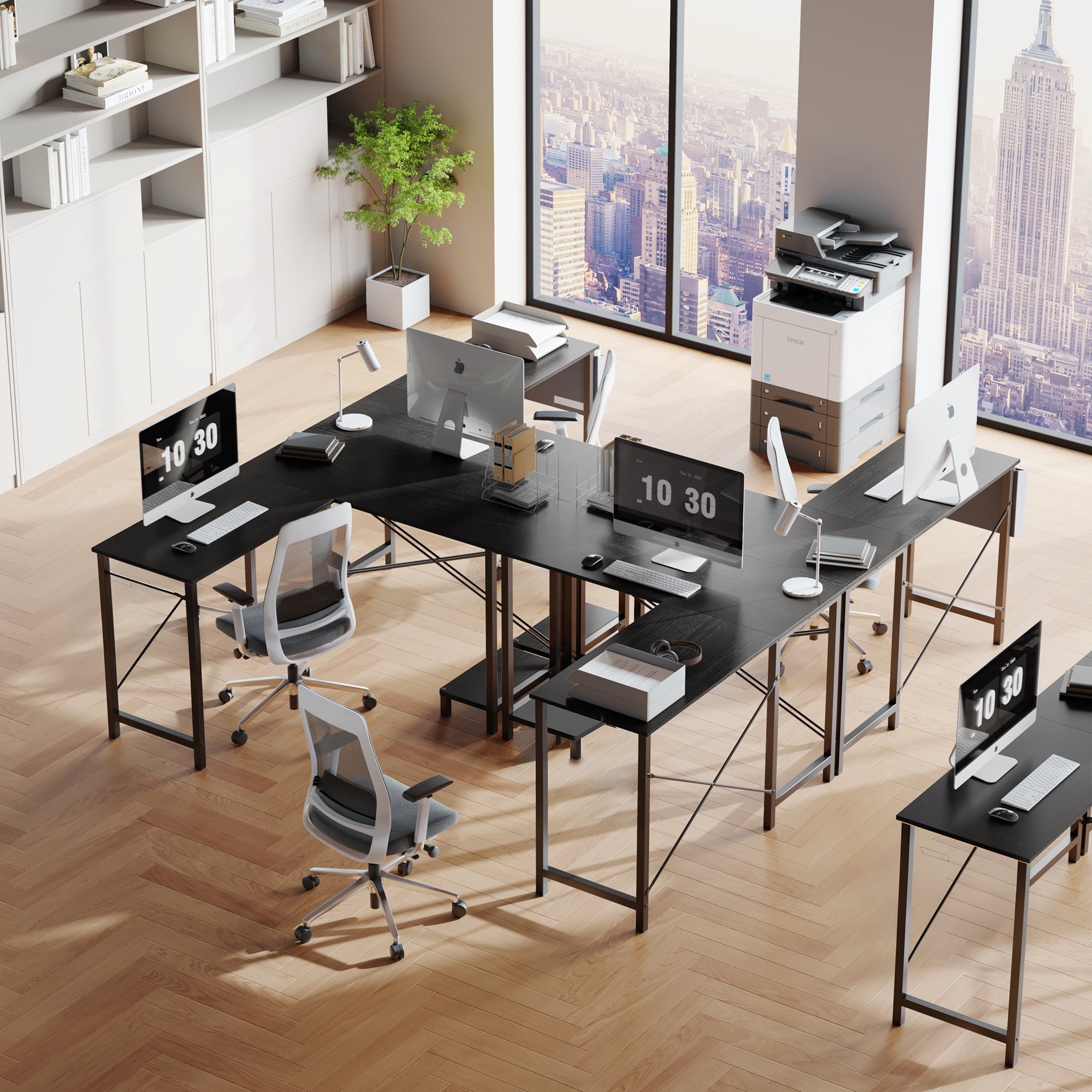 edx 49 Inch L Shaped Desk - Computer Desk Corner Desks Gaming Desk PC Table with CPU Stand for Home Office Dorm Sturdy Writing Workstation, Black
