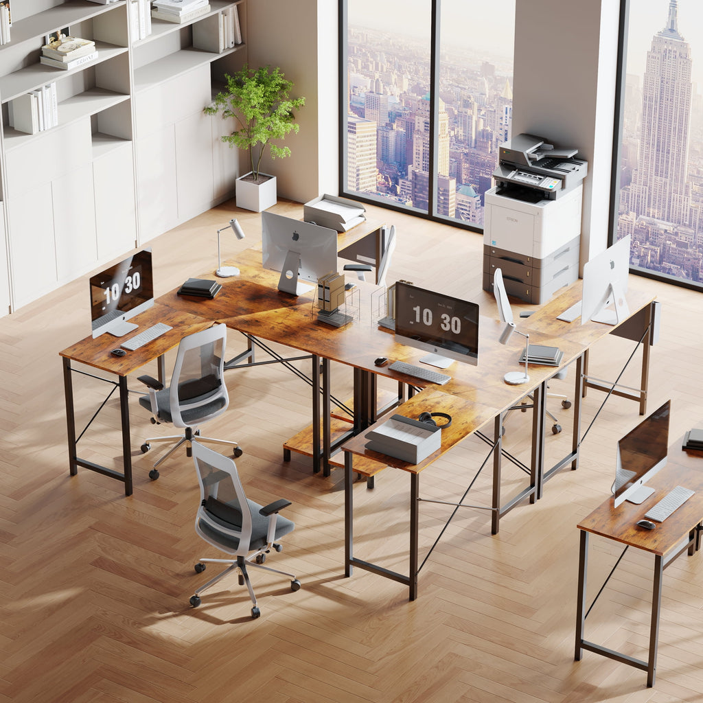 edx 49 Inch L Shaped Desk - Computer Desk Corner Desks Gaming Desk PC Table with CPU Stand for Home Office Dorm Sturdy Writing Workstation, Black