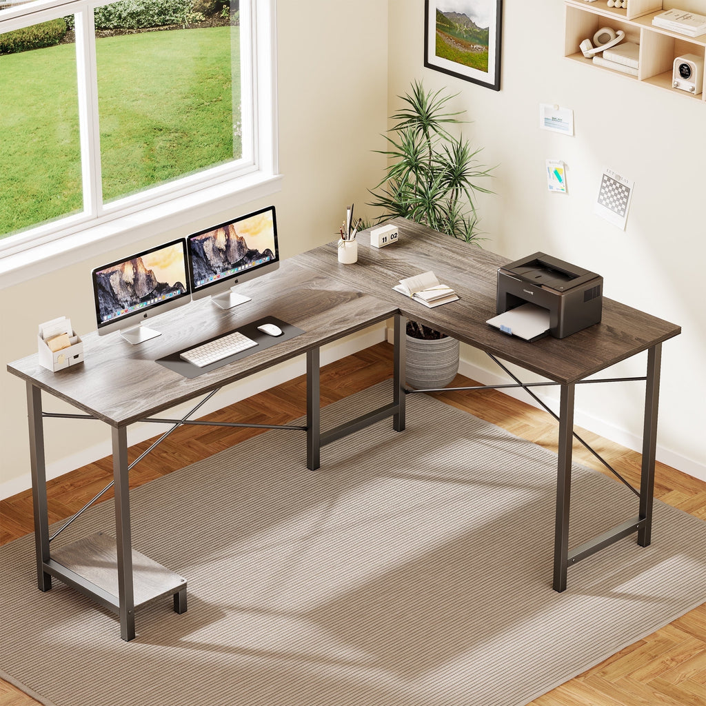 edx 49 Inch L Shaped Desk - Computer Desk Corner Desks Gaming Desk PC Table with CPU Stand for Home Office Dorm Sturdy Writing Workstation, Black