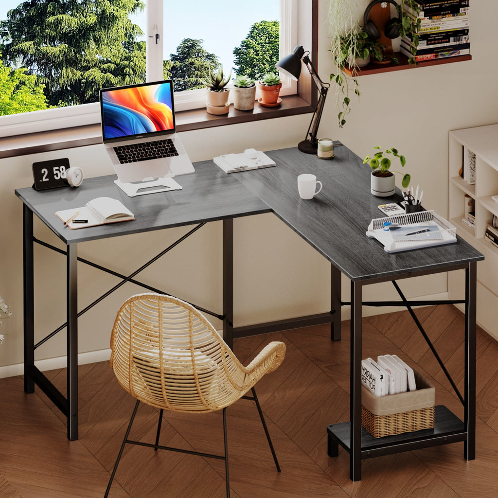 edx 49 Inch L Shaped Desk - Computer Desk Corner Desks Gaming Desk PC Table with CPU Stand for Home Office Dorm Sturdy Writing Workstation, Black