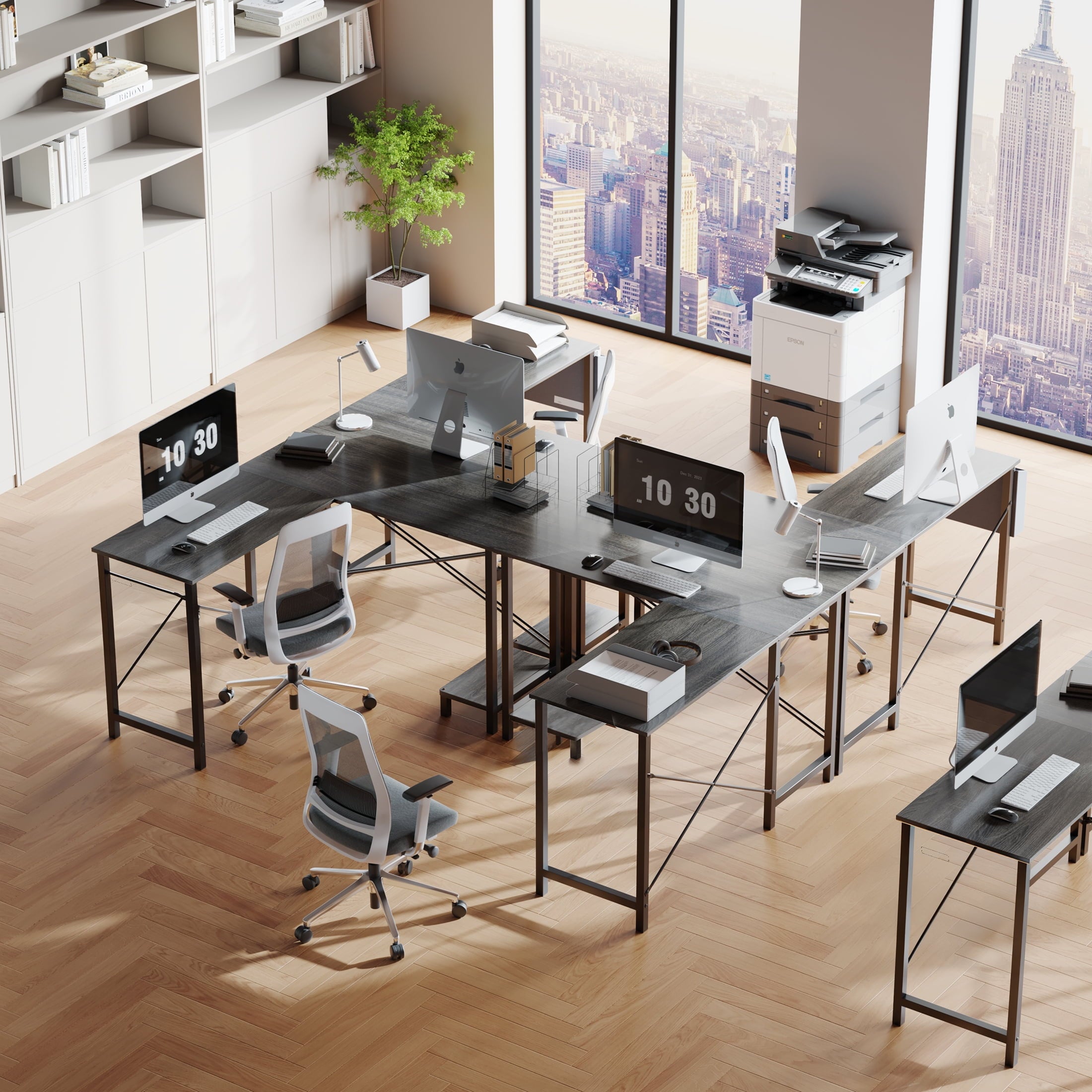 edx 49 Inch L Shaped Desk - Computer Desk Corner Desks Gaming Desk PC Table with CPU Stand for Home Office Dorm Sturdy Writing Workstation, Black