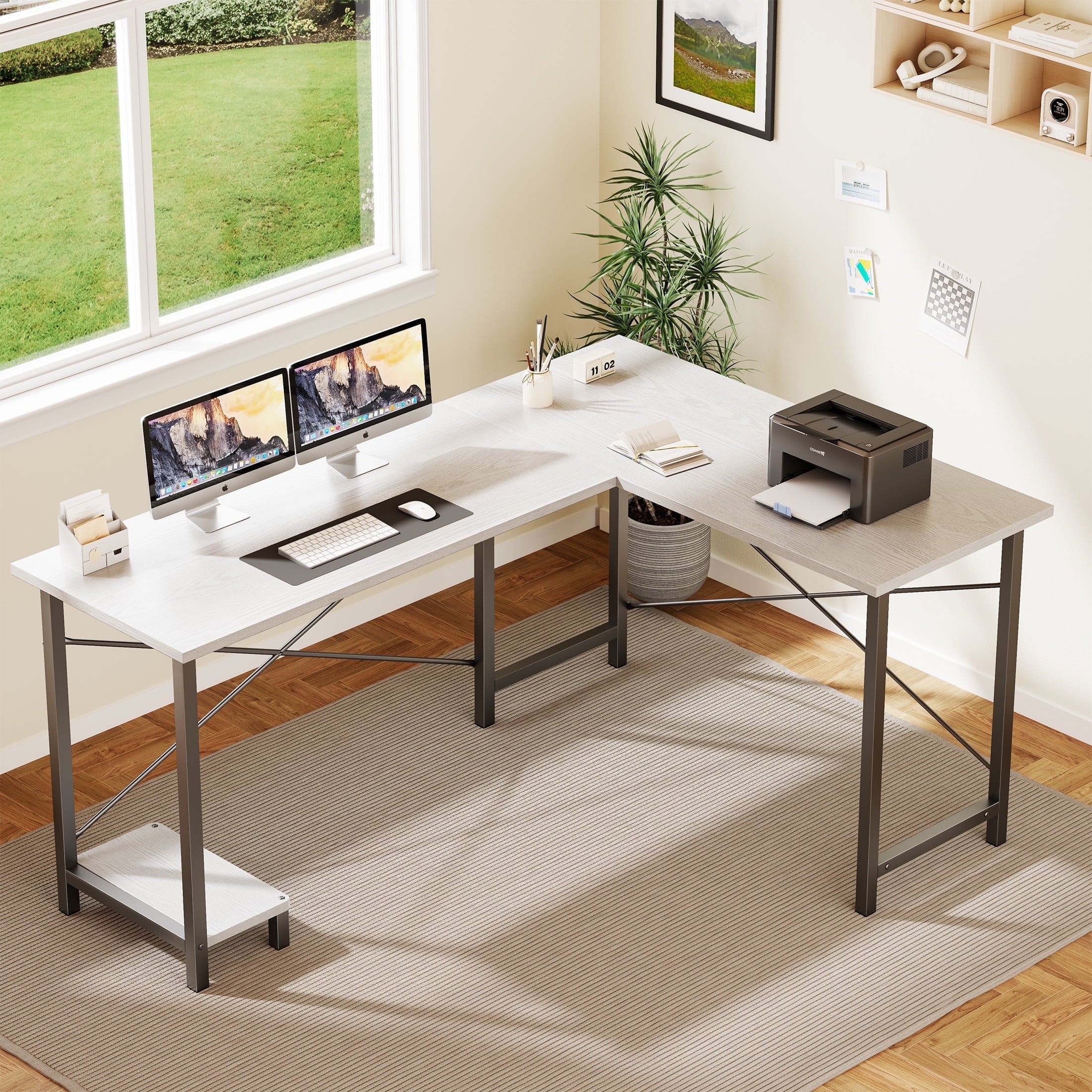edx 49 Inch L Shaped Desk - Computer Desk Corner Desks Gaming Desk PC Table with CPU Stand for Home Office Dorm Sturdy Writing Workstation, Black
