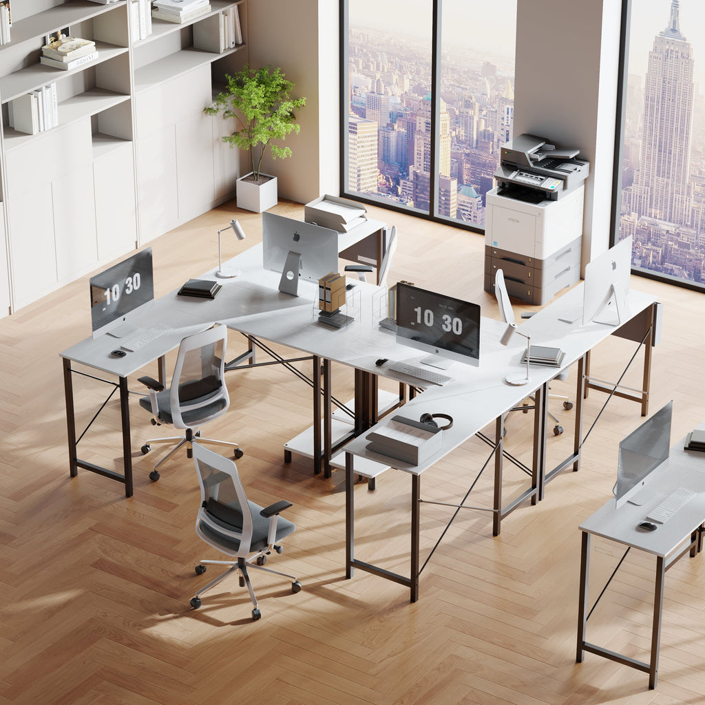 edx 49 Inch L Shaped Desk - Computer Desk Corner Desks Gaming Desk PC Table with CPU Stand for Home Office Dorm Sturdy Writing Workstation, Black