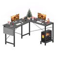 Atilioo L Shaped Gaming Desk, 50 Inch Reversible Computer Corner Desk, PC Battle Station Workstation for Home Office with Side Bag &amp; CPU Stand, Black