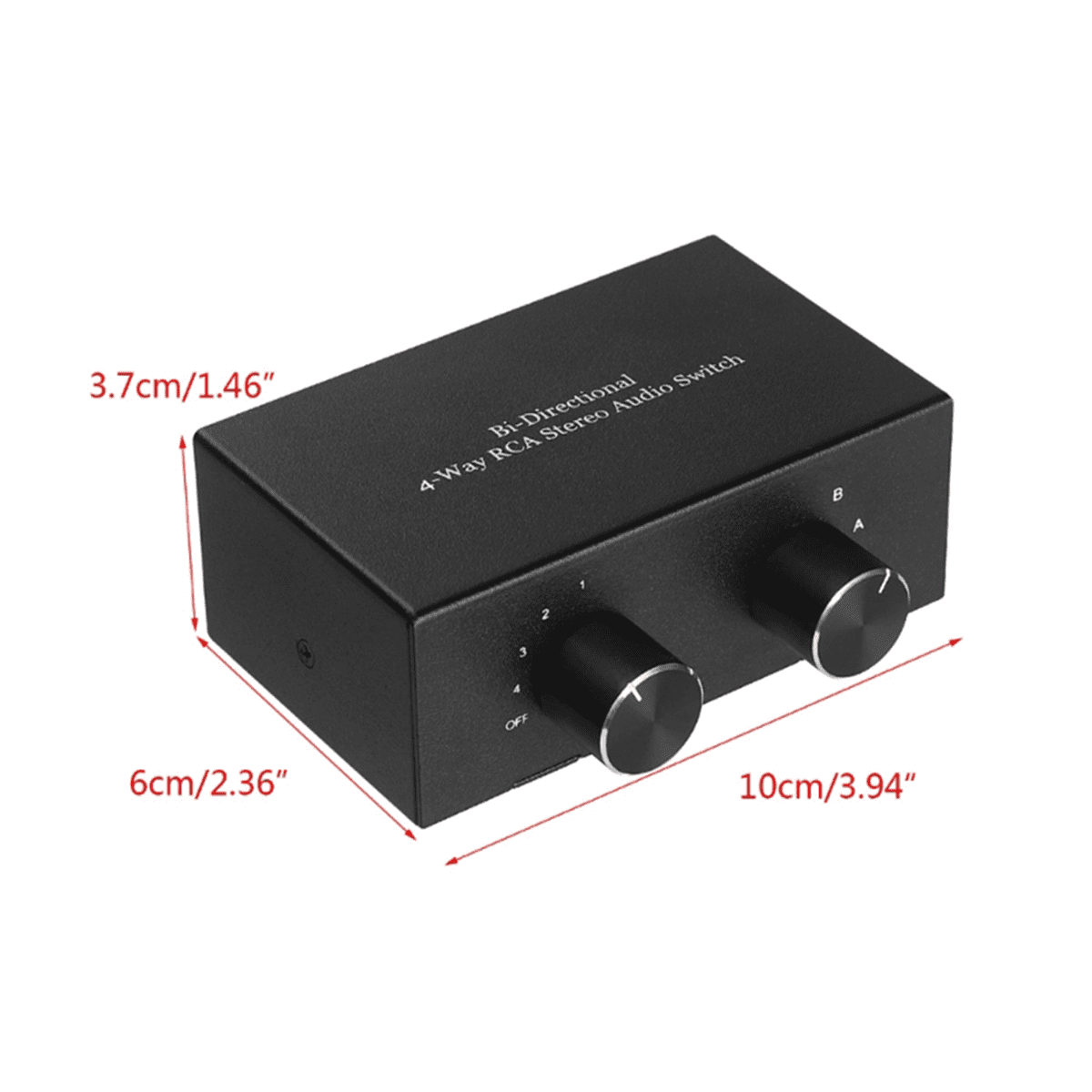4 Way Bi-Directional RCA Stereo Audio Switch 2 in 4 Out or 4 in 2 Out L/R Jack Sound Channel RCA Audio Switcher Selector