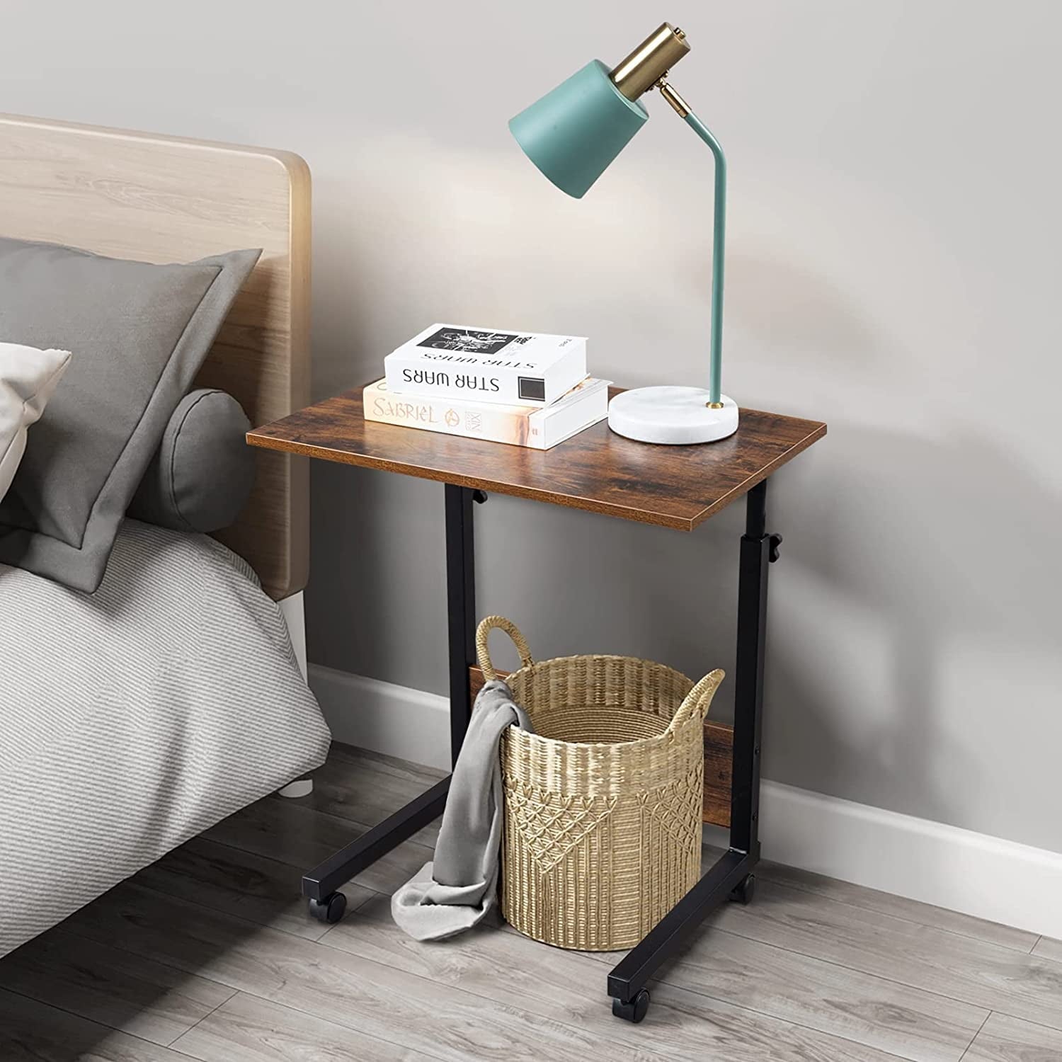 FCH Portable Computer Workstation, Standing Desk Adjustable Height, Small Computer Desk w/Rolling, Sit Stand Laptop Desk TV Tray for Bed Sofa Hospital Reading Eating, Black, 23.6"
