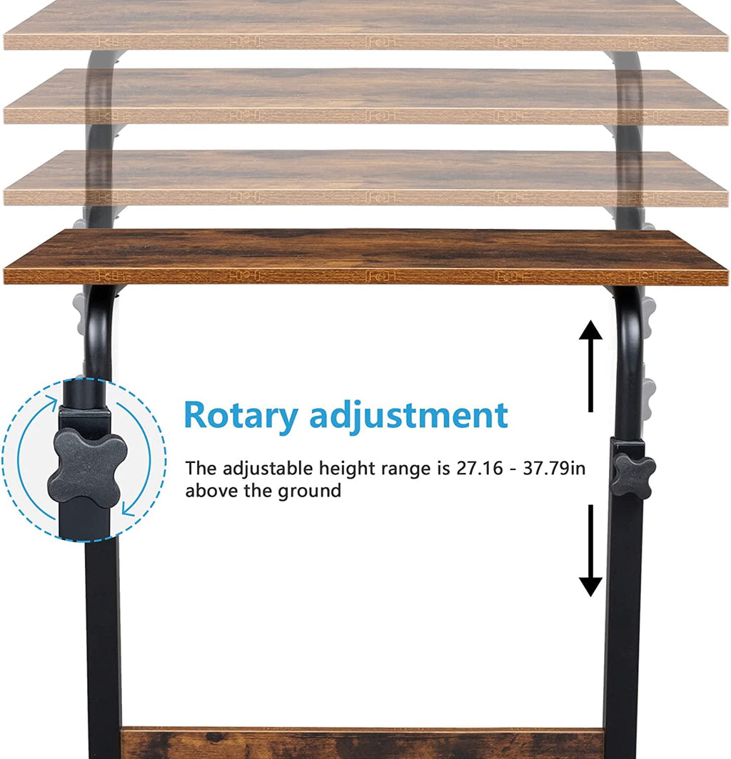 FCH Portable Computer Workstation, Standing Desk Adjustable Height, Small Computer Desk w/Rolling, Sit Stand Laptop Desk TV Tray for Bed Sofa Hospital Reading Eating, Black, 23.6"