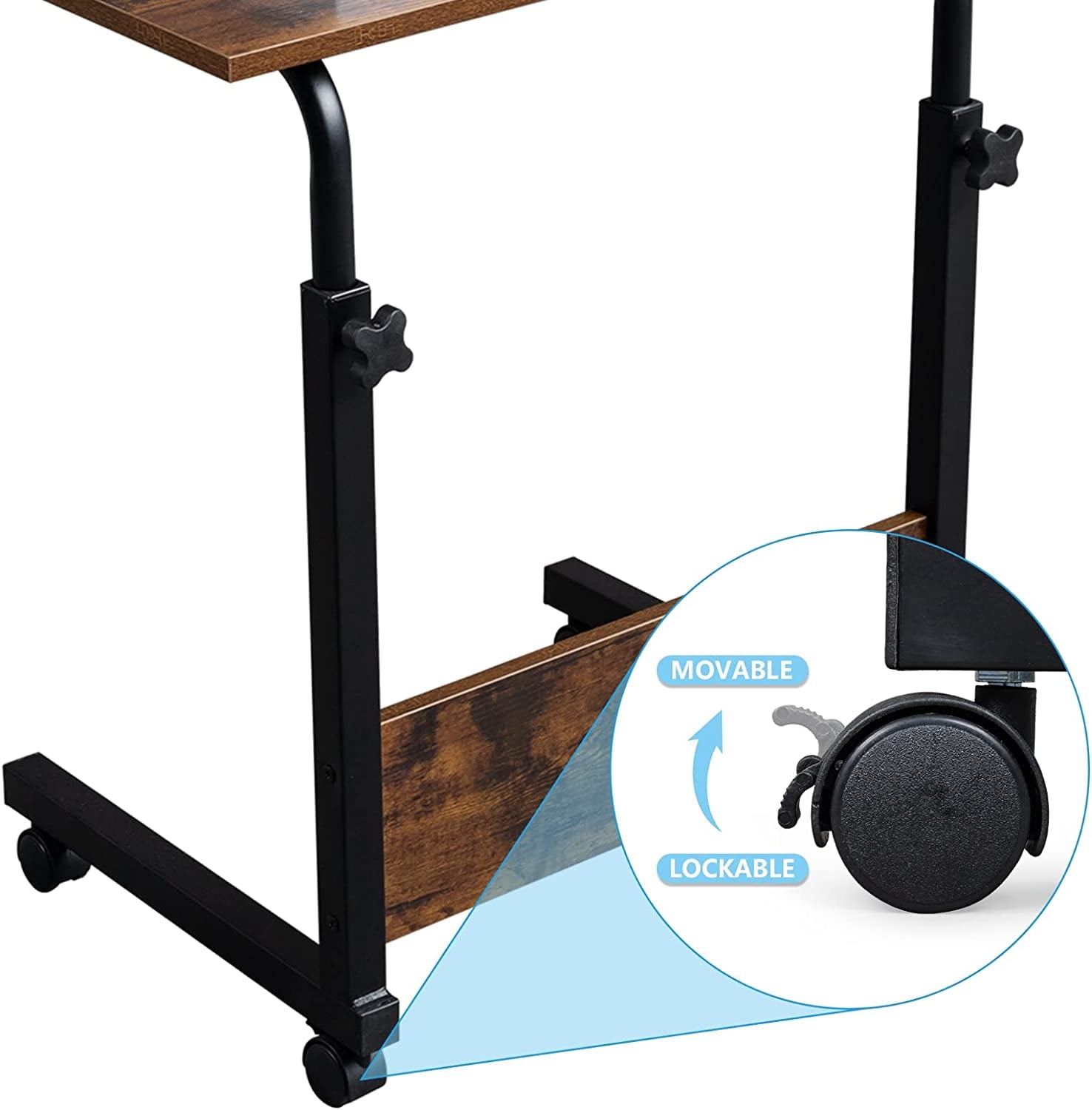 FCH Portable Computer Workstation, Standing Desk Adjustable Height, Small Computer Desk w/Rolling, Sit Stand Laptop Desk TV Tray for Bed Sofa Hospital Reading Eating, Black, 23.6"