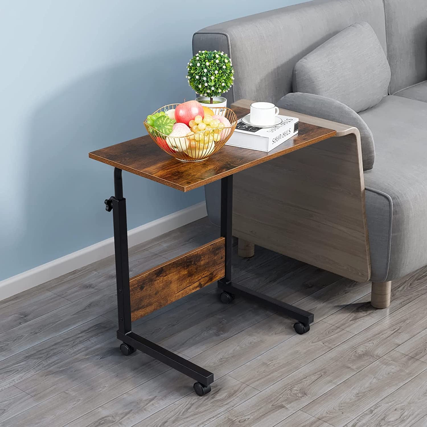 FCH Portable Computer Workstation, Standing Desk Adjustable Height, Small Computer Desk w/Rolling, Sit Stand Laptop Desk TV Tray for Bed Sofa Hospital Reading Eating, Black, 23.6"