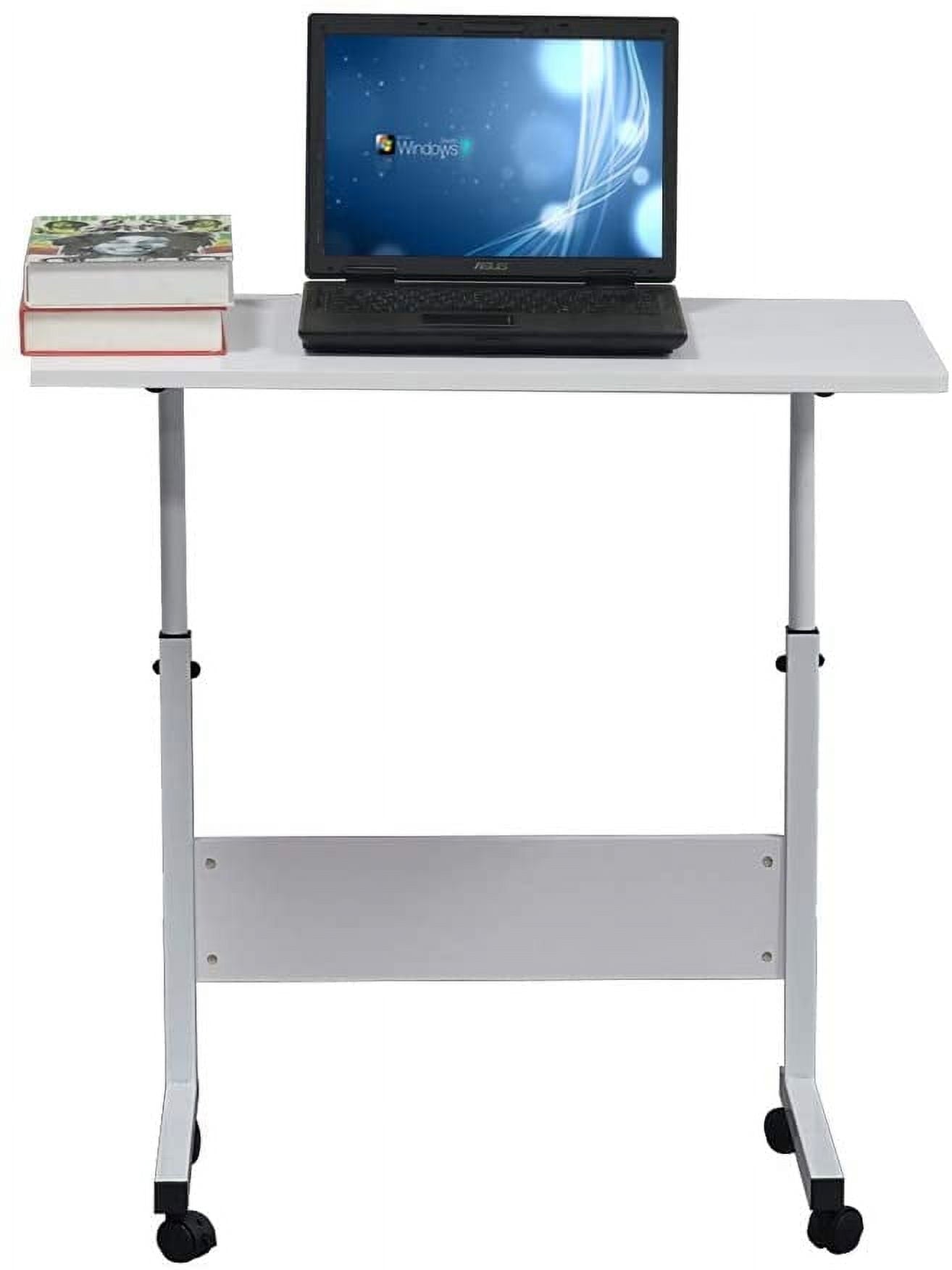 FCH Portable Computer Workstation, Standing Desk Adjustable Height, Small Computer Desk w/Rolling, Sit Stand Laptop Desk TV Tray for Bed Sofa Hospital Reading Eating, Black, 23.6"
