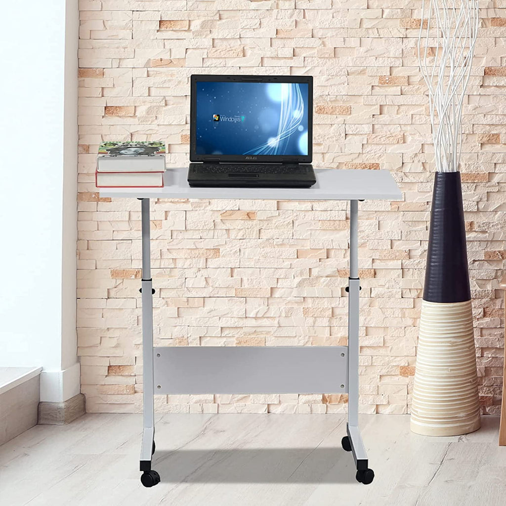 FCH Portable Computer Workstation, Standing Desk Adjustable Height, Small Computer Desk w/Rolling, Sit Stand Laptop Desk TV Tray for Bed Sofa Hospital Reading Eating, Black, 23.6"
