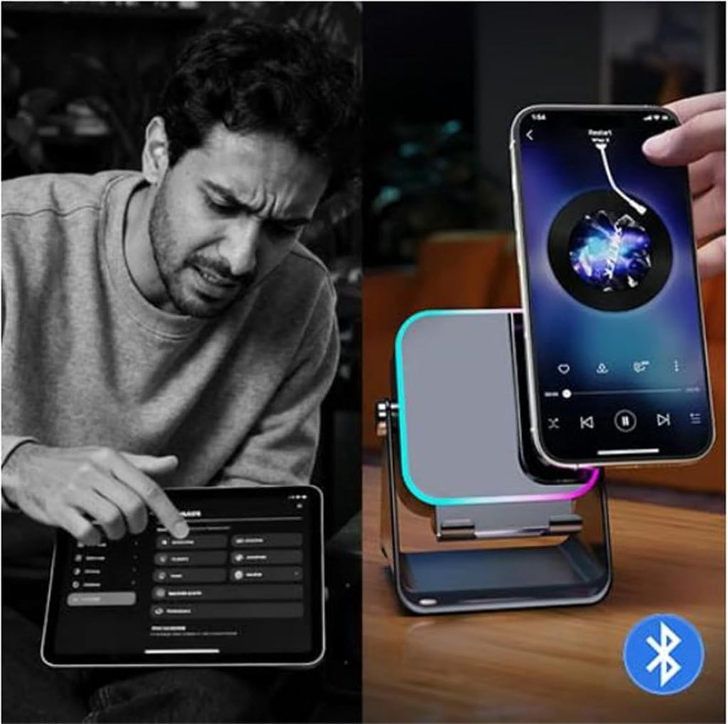 Wireless Induction Audio Speaker Stand, Wireless Induction Bluetooth Speaker, 5-in-1 Phone Stand, Wireless Speakers for Smart Phone