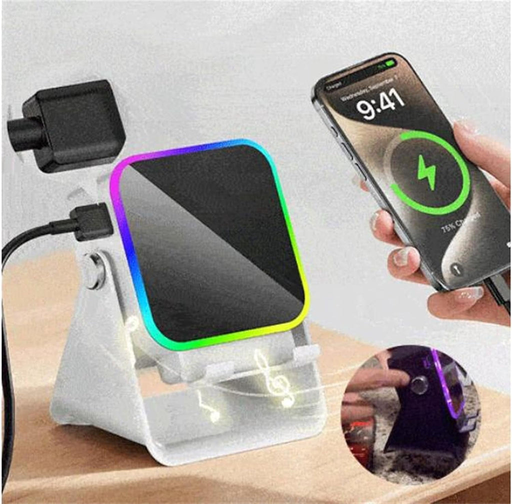 Wireless Induction Audio Speaker Stand, Wireless Induction Bluetooth Speaker, 5-in-1 Phone Stand, Wireless Speakers for Smart Phone