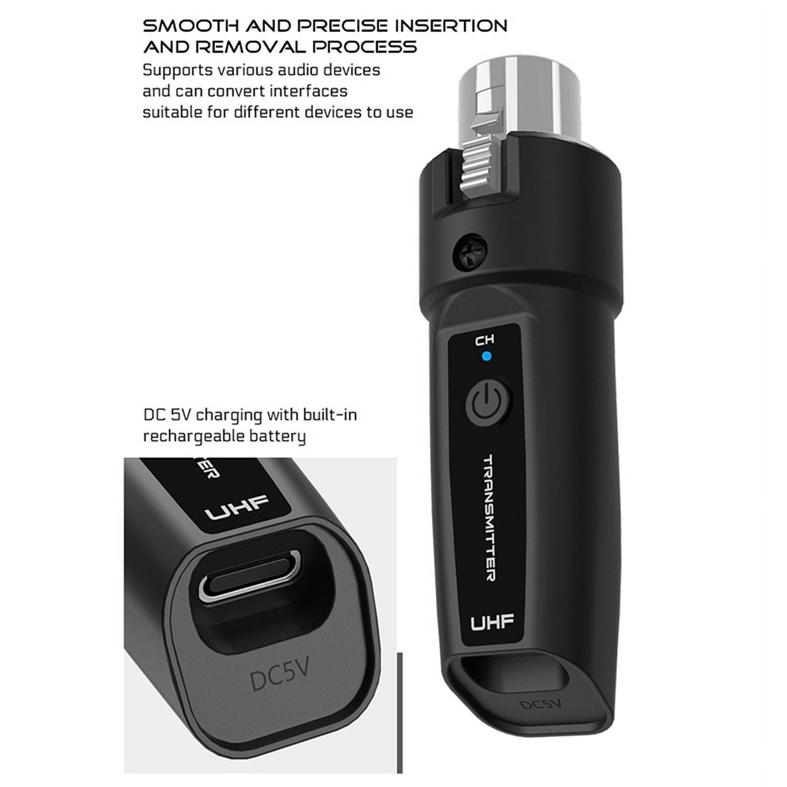 3X Wireless Audio Transmission Receiver and Transmitter System Professional Wireless Guitar XLR Transmitter and Receiver