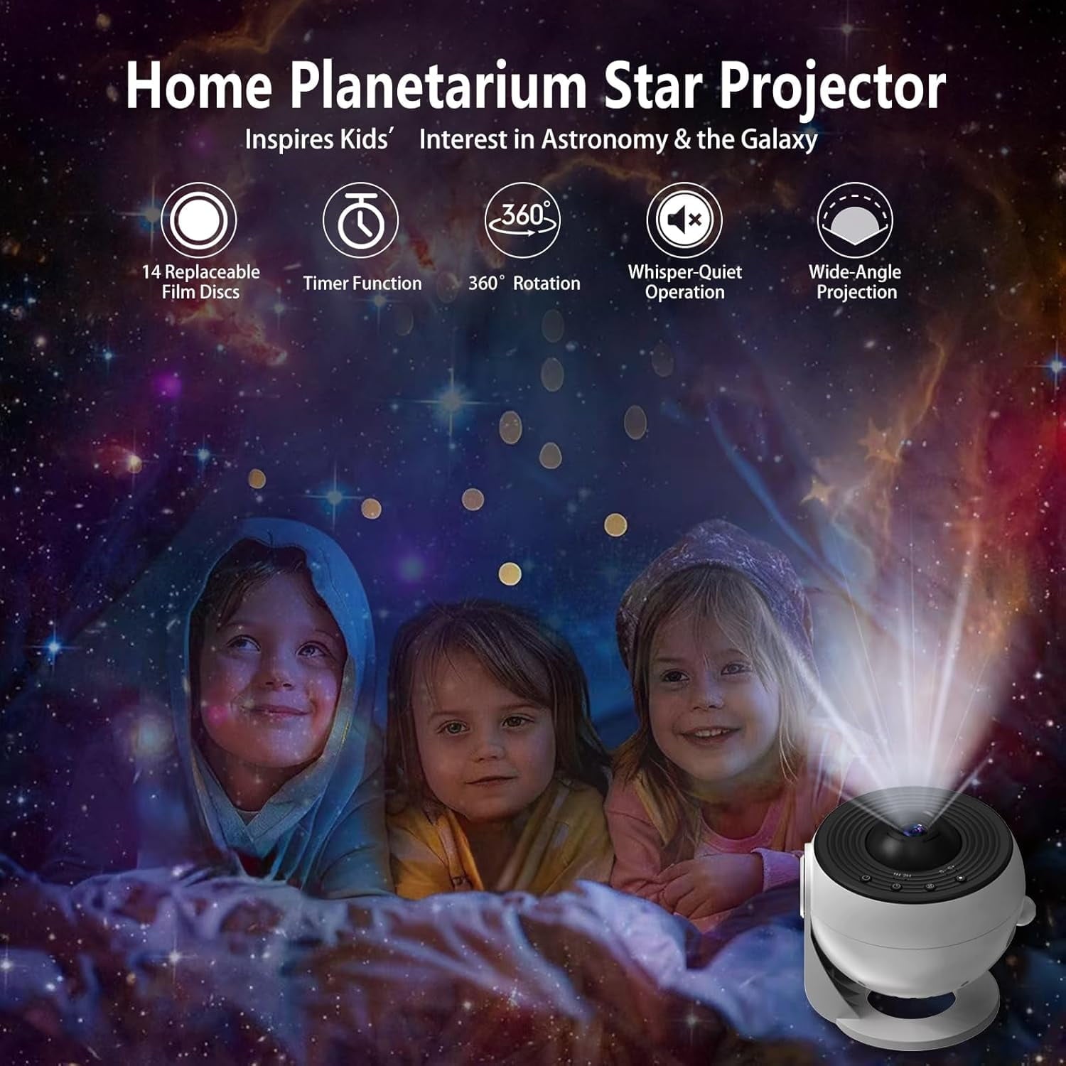 Upgrade Galaxy Projector for Bedroom, Home Planetarium Projector Lamp,LED Space Galaxy Lamp, Room Decor for Kids Adults with 13 Planet Discs, Moon/Nebula/Night Light Star Projector with Timer