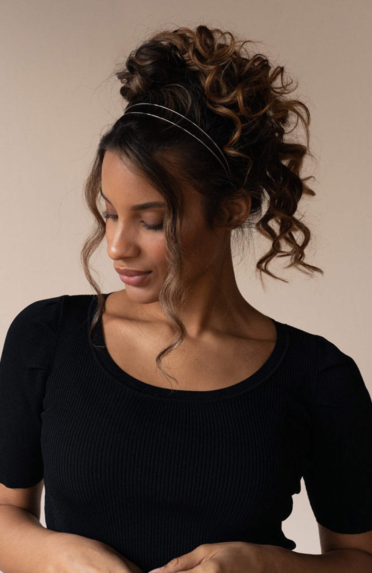 L. Erickson Thin Metal Double Headband - Silver