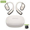 HTC NE39 Wireless Bluetooth 6.0 Open-Ear Earbuds, AI Translator, Noise-Cancelling Headphones, 130+ Languages, 40H Playtime, IPX5 Waterproof, Off-White