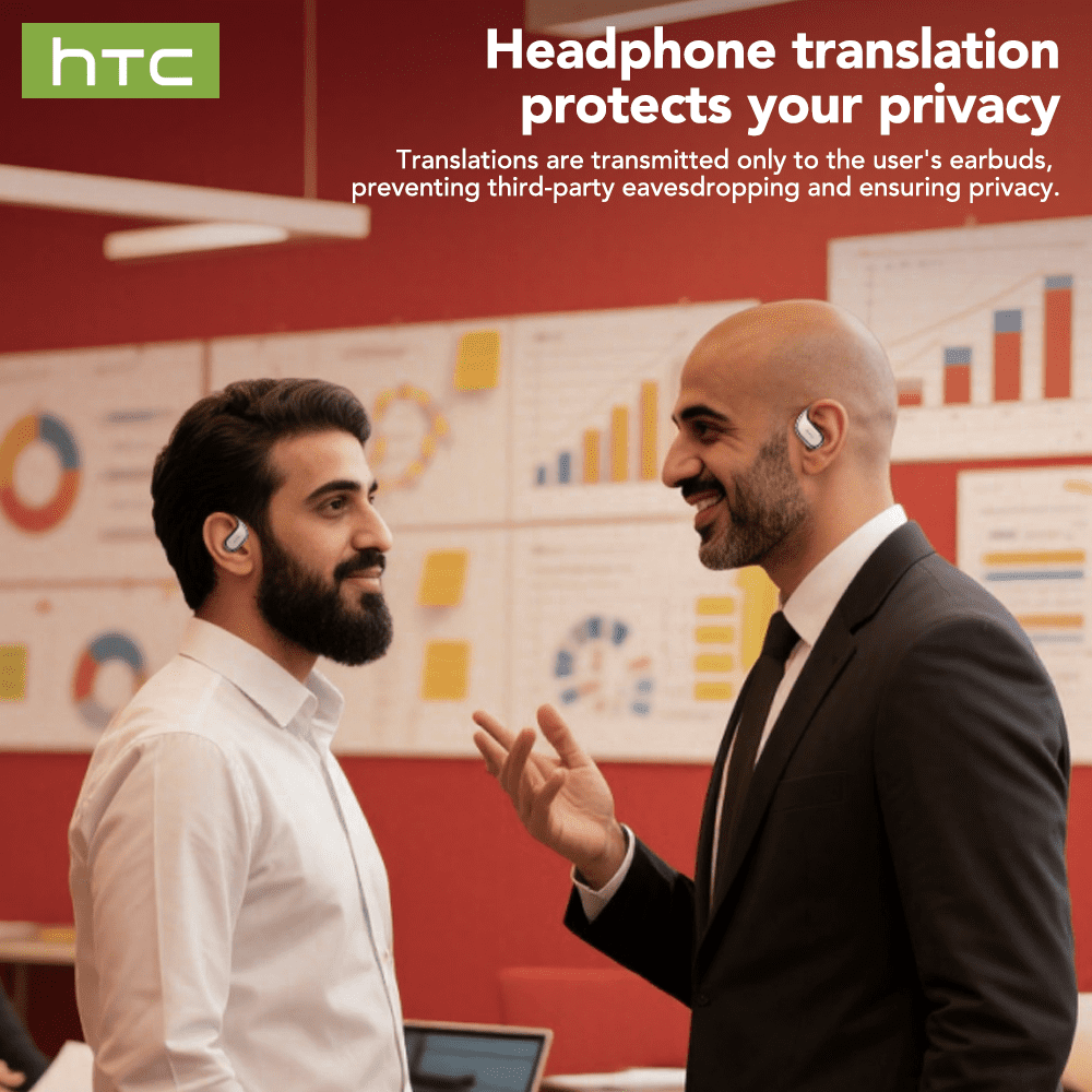 HTC NE39 Wireless Bluetooth 6.0 Open-Ear Earbuds, AI Translator, Noise-Cancelling Headphones, 130+ Languages, 40H Playtime, IPX5 Waterproof, Off-White