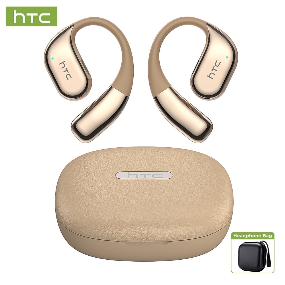 HTC NE39 Wireless Bluetooth 6.0 Open-Ear Earbuds, AI Translator, Noise-Cancelling Headphones, 130+ Languages, 40H Playtime, IPX5 Waterproof, Off-White