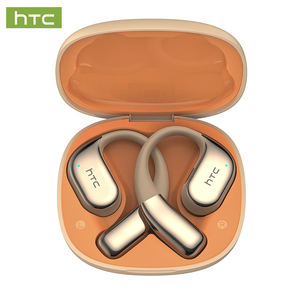 HTC NE39 Wireless Bluetooth 6.0 Open-Ear Earbuds, AI Translator, Noise-Cancelling Headphones, 130+ Languages, 40H Playtime, IPX5 Waterproof, Off-White