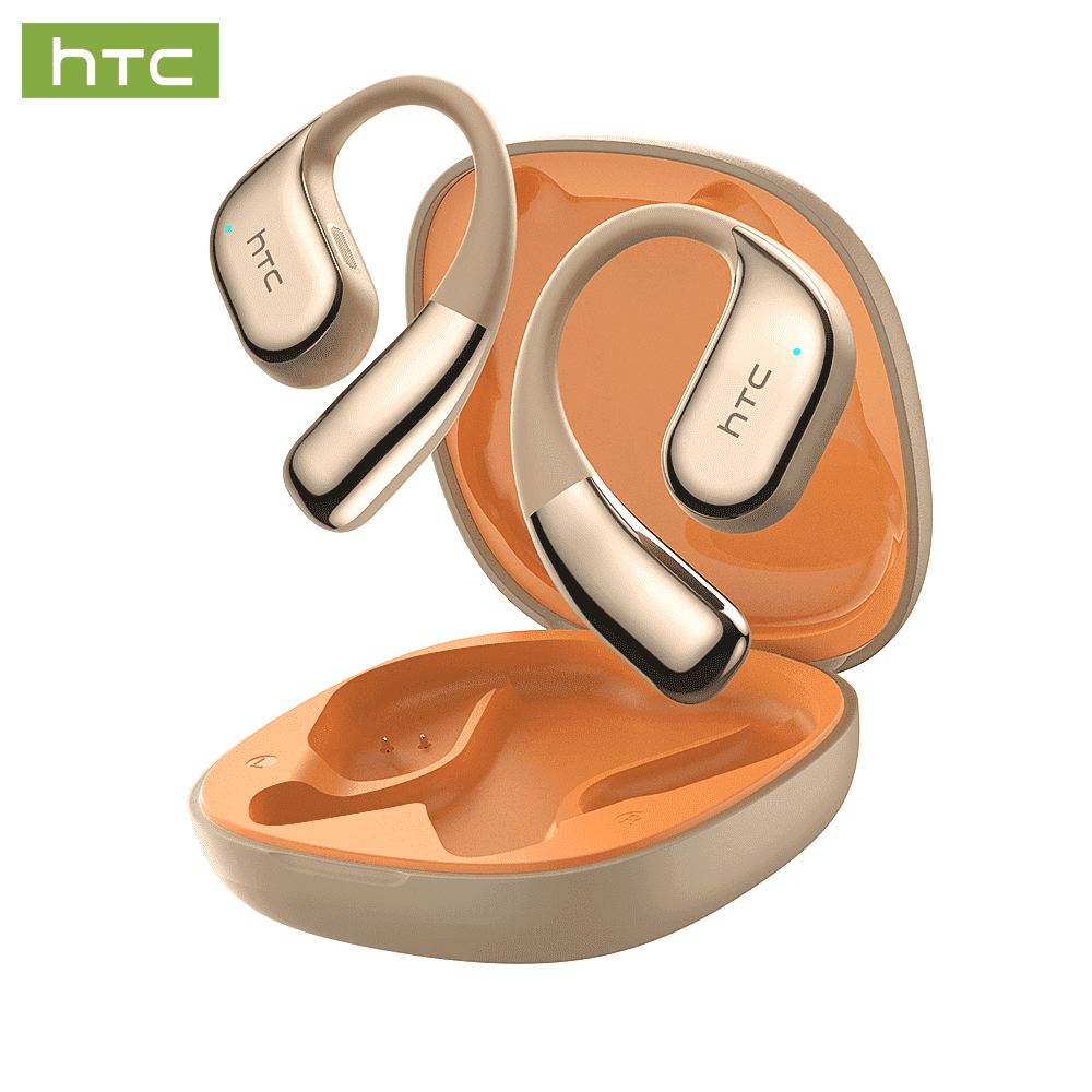 HTC NE39 Wireless Bluetooth 6.0 Open-Ear Earbuds, AI Translator, Noise-Cancelling Headphones, 130+ Languages, 40H Playtime, IPX5 Waterproof, Off-White