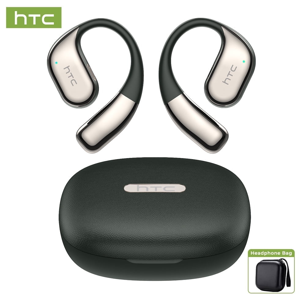 HTC NE39 Wireless Bluetooth 6.0 Open-Ear Earbuds, AI Translator, Noise-Cancelling Headphones, 130+ Languages, 40H Playtime, IPX5 Waterproof, Off-White