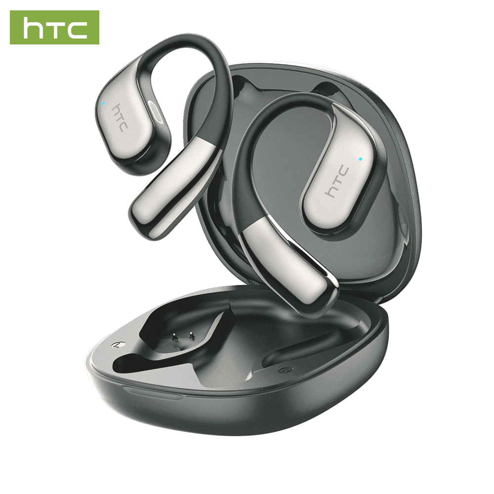 HTC NE39 Wireless Bluetooth 6.0 Open-Ear Earbuds, AI Translator, Noise-Cancelling Headphones, 130+ Languages, 40H Playtime, IPX5 Waterproof, Off-White