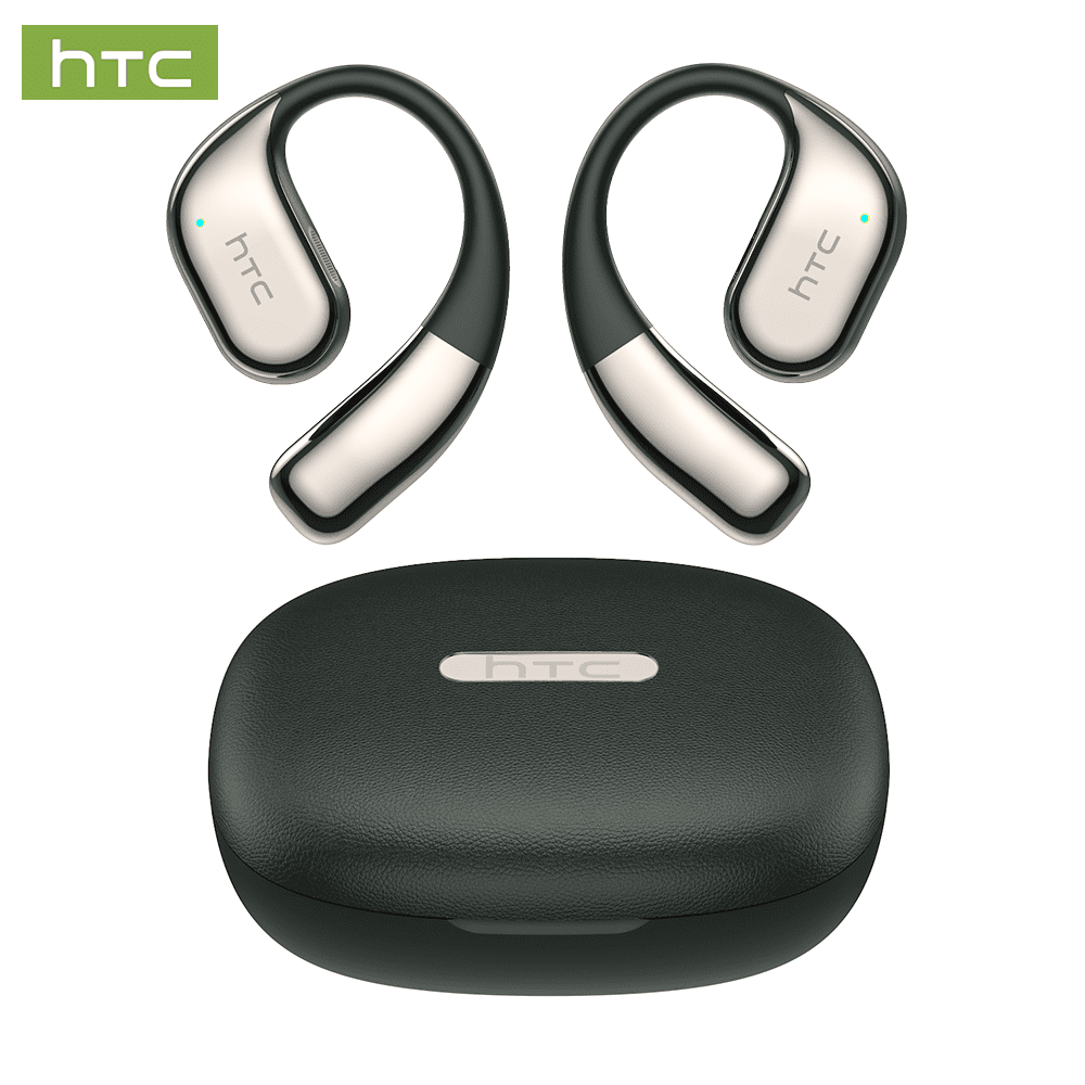 HTC NE39 Wireless Bluetooth 6.0 Open-Ear Earbuds, AI Translator, Noise-Cancelling Headphones, 130+ Languages, 40H Playtime, IPX5 Waterproof, Off-White
