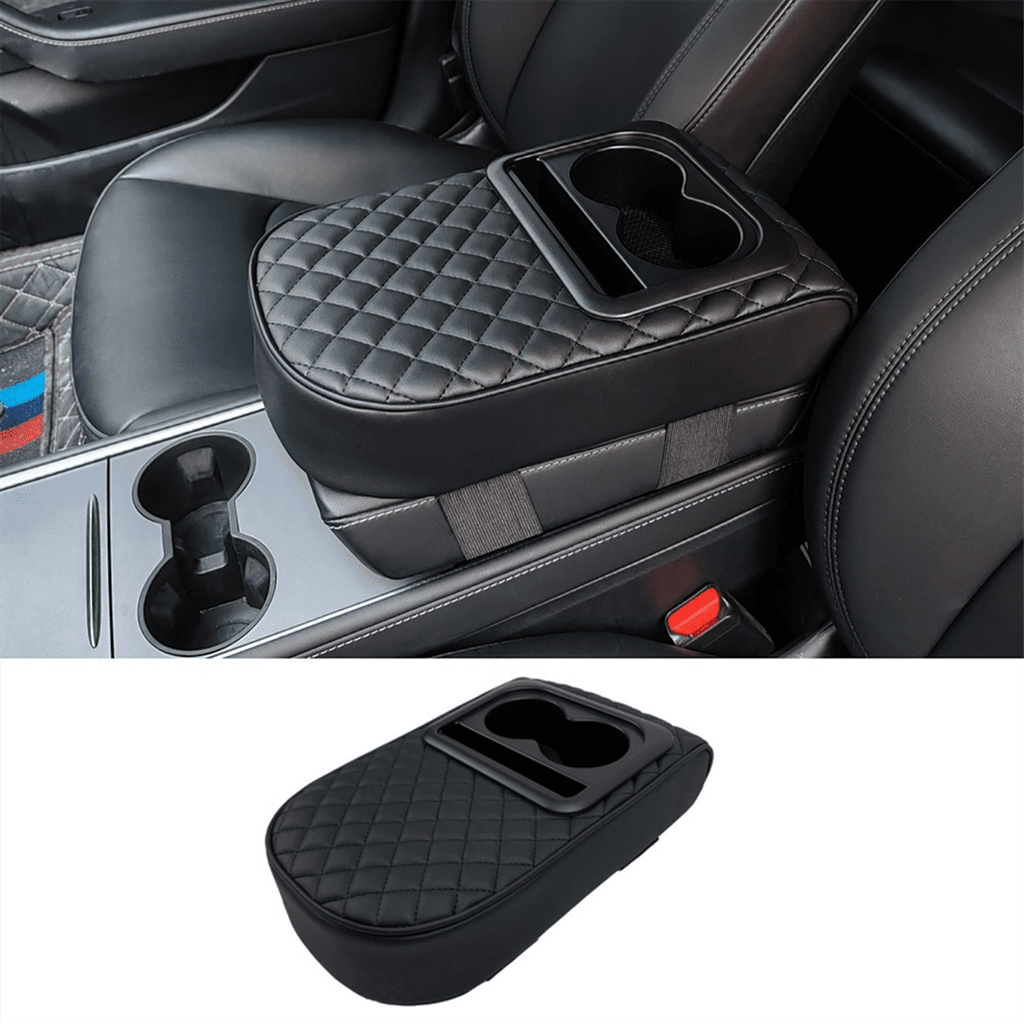 Auto Center Console Armrest Pillow, Memory Foam Car Armrest Cushion with Cup Holder and Phone Holder Universal
