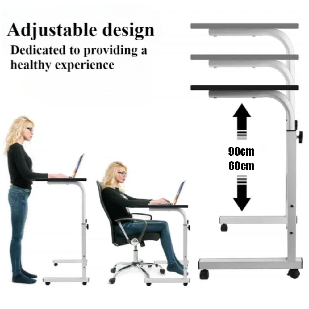32" Small Standing Desk with Wheels,Mobile Stand Up Desks Adjustable Height Portable Laptop Standing Table, Small Computer Desk Rolling Desk for Home Office Study Bedroom,Height 23"-36"